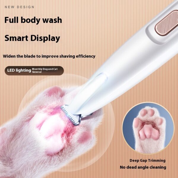 Pets Dog Paw Trimmer With LED Light Fully Waterproof Pet Hair Trimmer With LED Display Dog Clippers For Grooming Widen Blade - Image 9