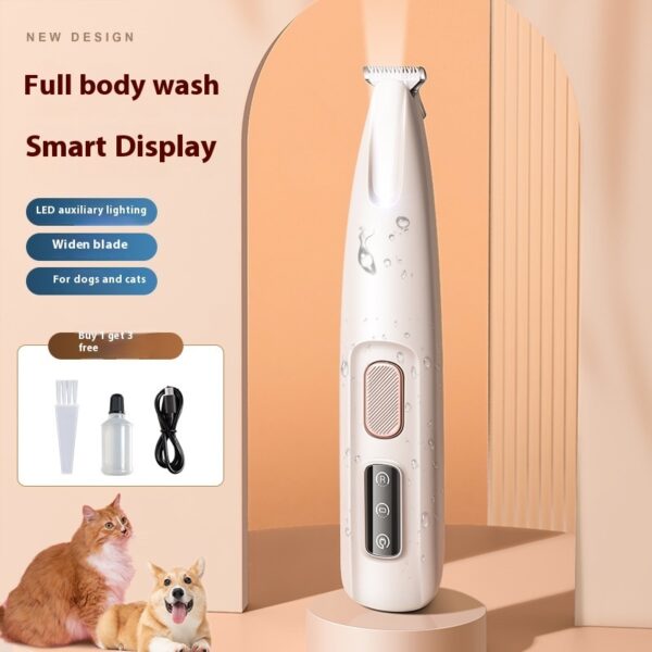 Pets Dog Paw Trimmer With LED Light Fully Waterproof Pet Hair Trimmer With LED Display Dog Clippers For Grooming Widen Blade - Image 6