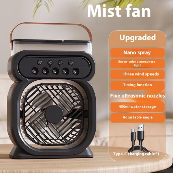 3 In 1 Portable Air Conditioner Evaporative Air Cooler LED Night Lights 3 Speeds Humidifier Fan For Home Office - Image 5